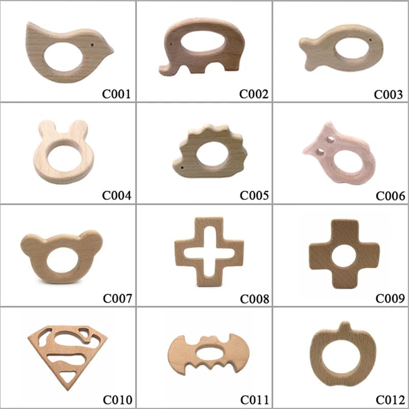 Kissteether 10 pezzi baby shower elefante sicurezza animali in legno massaggiagengive giocattoli-masticabili regalo fai da te per neonati
