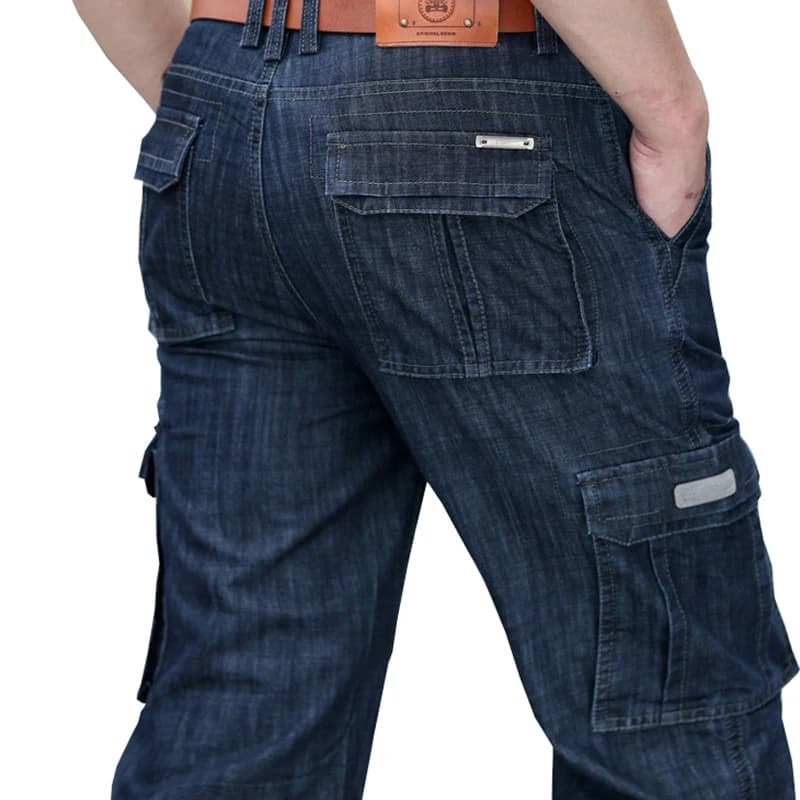Jeans da uomo Pantaloni cargo in denim Regular Loose Fit Multi tasche Abbigliamento militare lavato classico Taglia grande 38 40 42 V7A1J012
