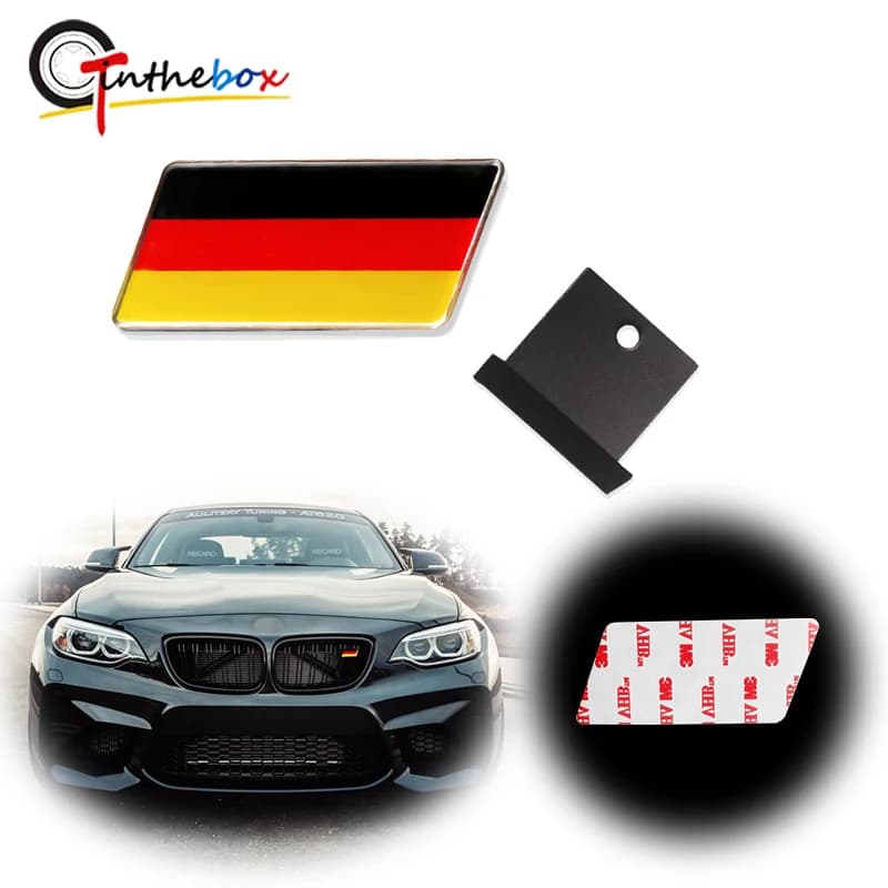Gtinthebox 1PC Universal Euro German Germany Flag Emblem Badge w/Grille Aluminum Plate Fits For BMW, VW etc