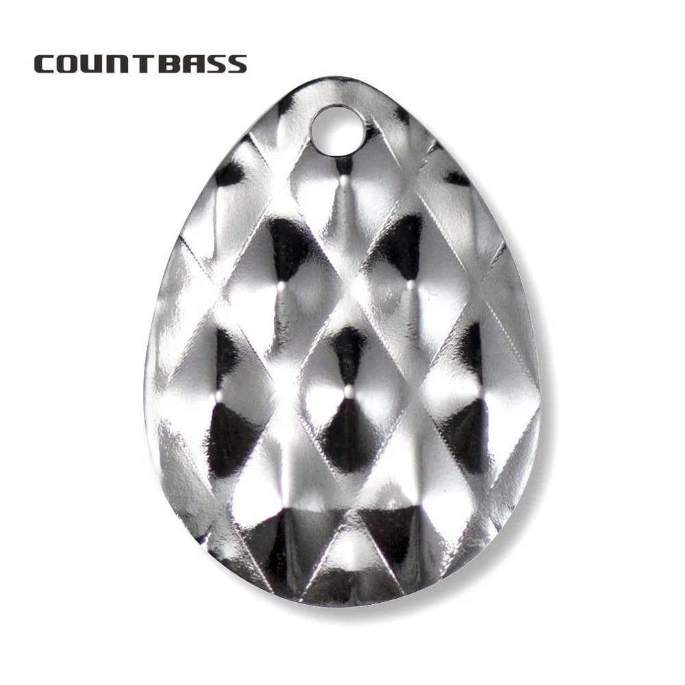 Countbass 50 PZ Dimensioni 3-19x25,5mm Acciaio Nichelato Colorado Spinner Lame Modello Diamante, Spinner FAI DA TE esca Richiamo di Pesca