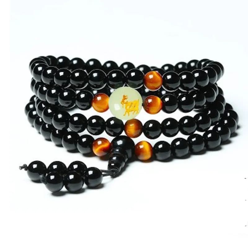 Yoga Nero Onyx Uomini 6 millimetri 108 Perle di Braccialetti infilati Luminoso Pietre Naturale Occhi di Tigre Buddha Mala Del Braccialetto Per I Monili Delle Donne