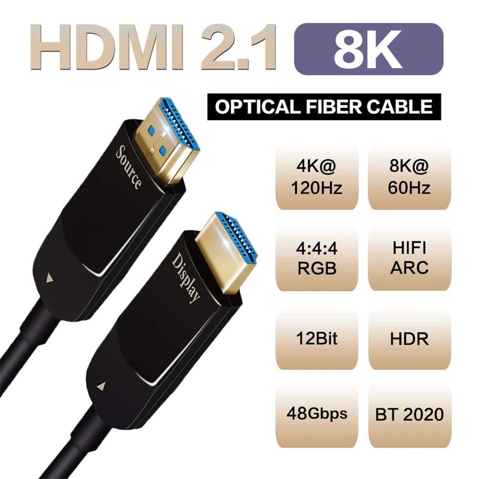 Navceker In Fiber Optical Cable 8K 60Hz HDMI 2.1-Compatible 48Gbps 4K 120Hz 144Hz eARC HDR 2.2 2.3 HDTV PS4 Blu-Ray Xbox PC TV