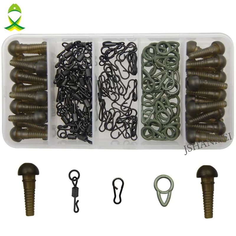 JSM 80 pcs/box fishing equipment to carp safety handles quick change solid rings for hooks for terminal connector carp face