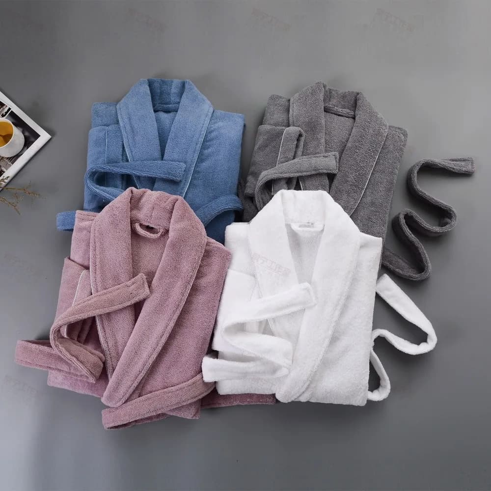 100% cotton sponge robe lovers soft long robe man woman nightdress nightwear casual home bathrobe hotel bathrobe thickening