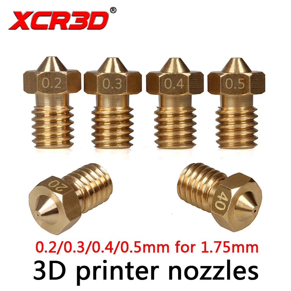 XCR3D 4 PZ/LUS High Precision Brass Angle 0.2 / 0.3 / 0.4 / 0.5mm For V5 V6 J-Hend Hotend 1.75mm Reprap i3 3D Printer Parts