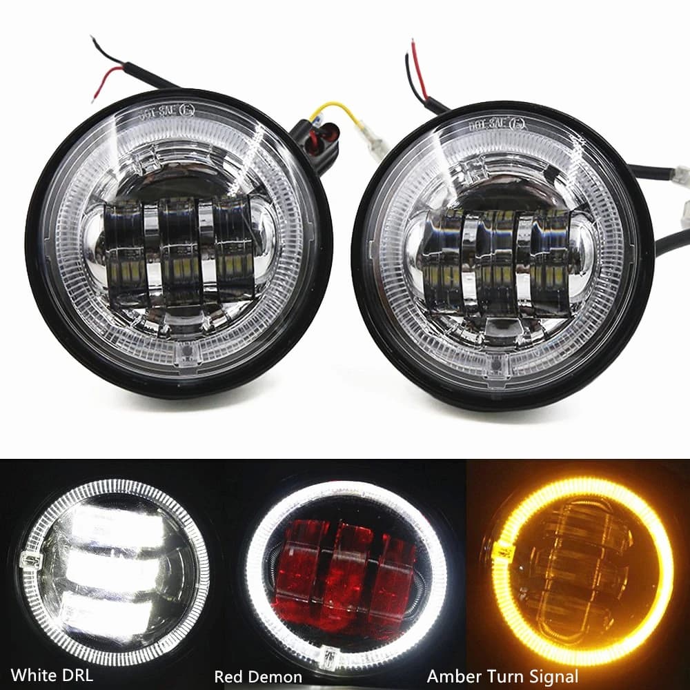 4-1/2 "da 4.5 pollici 30W HA CONDOTTO Le Luci Fendinebbia Rosso Demone Bianco DRL Ambra Segnale di Girata Halo Moto Faro Ausiliario di Passaggio Della Lampada Della Luce