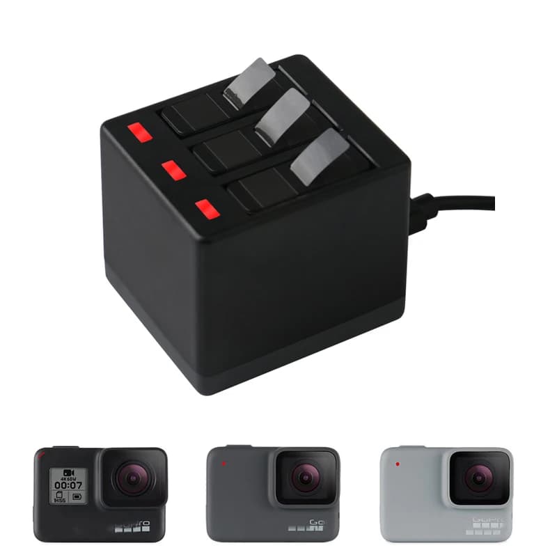 New Hero 8 3-way charger LED charging box battery case for GoPro Hero 8 7 Hero 6 5 black accessories