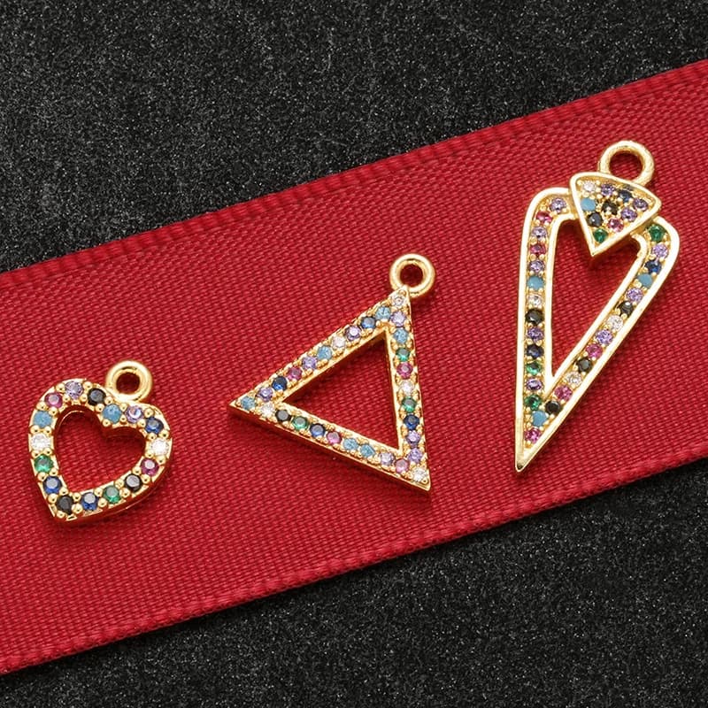 ZHUKOU 14x14mm triangolo ciondolo in cristallo per collana da donna orecchini bracciale creazione di gioielli accessori modello: VD486