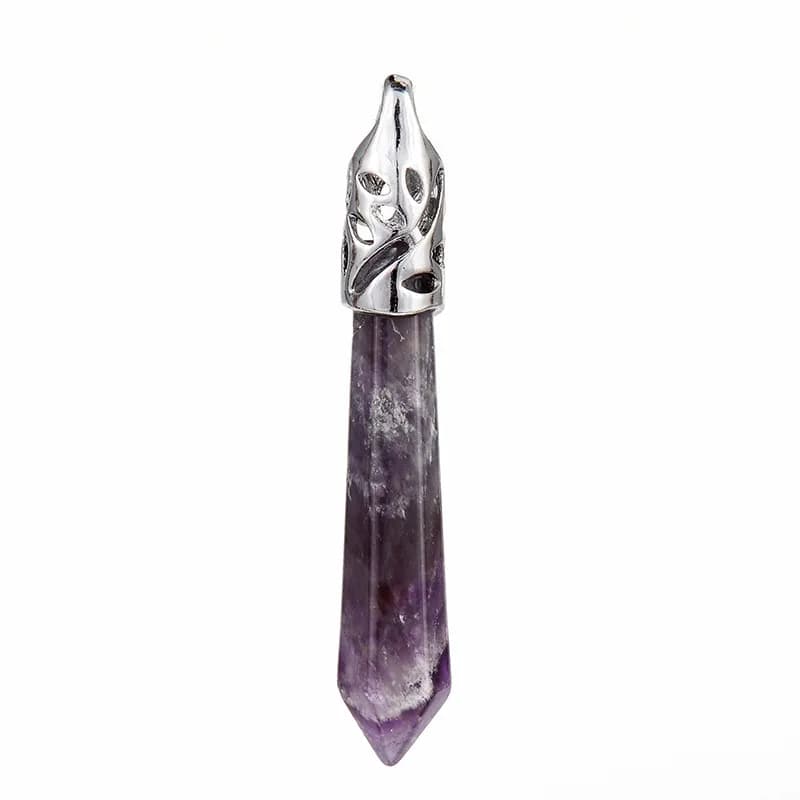 Popolare placcato argento Reiki guarigione pendolo pietra naturale ametiste ciondolo al quarzo viola per le donne collane gioielli di moda