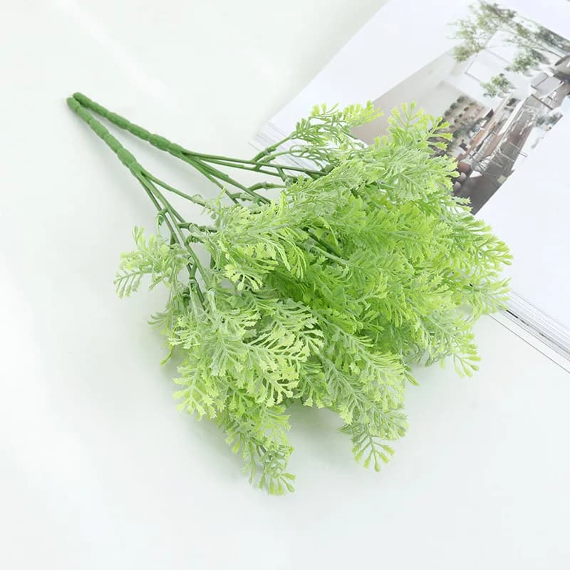 5 steli/fascio verde artificiale plastica erba fiore finto 25 foglie Artificiales Para Decoracion piante finte