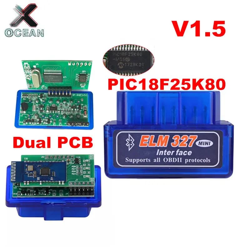 Doppio doppio 2PCB PIC18F25K80 chip Firmware 1.5 ELM327 V1.5 OBD2 BT Interfaccia diagnostica ELM 327 V1.5 Supporto hardware Altro auto