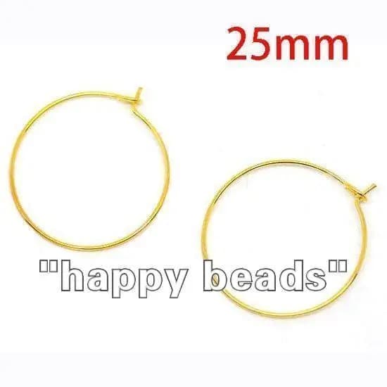 Cerchi per orecchini placcati in oro da 1000 pezzi/anelli con ciondoli per bicchieri da vino 25mm/fai da te (w00865x10)