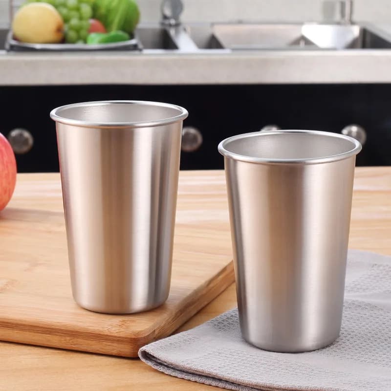 50/200 Pezzi Bicchieri in Acciaio Inox da 500ml, Tazze per Succo e Birra, Bicchieri da 16oz, Tumbler in Metallo per Cucina e Bar, Grandi Tazze per Bevande