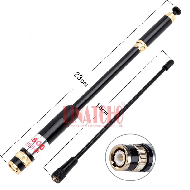 Antenna Telescopica Doppia AL800 ad Alto Guadagno, Dual Band UHF VHF 144/430MHz, con Connettore BNC Maschio per Walkie Talkie a Lunga Distanza