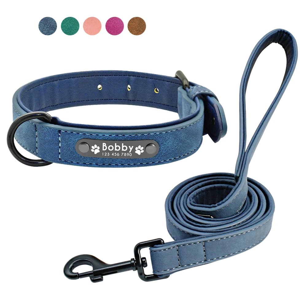 Collari per cani personalizzati Collare per targhetta per cani personalizzato in pelle Guinzaglio per cani di piccola taglia media grande Pitbull Bulldog Pugs Beagle