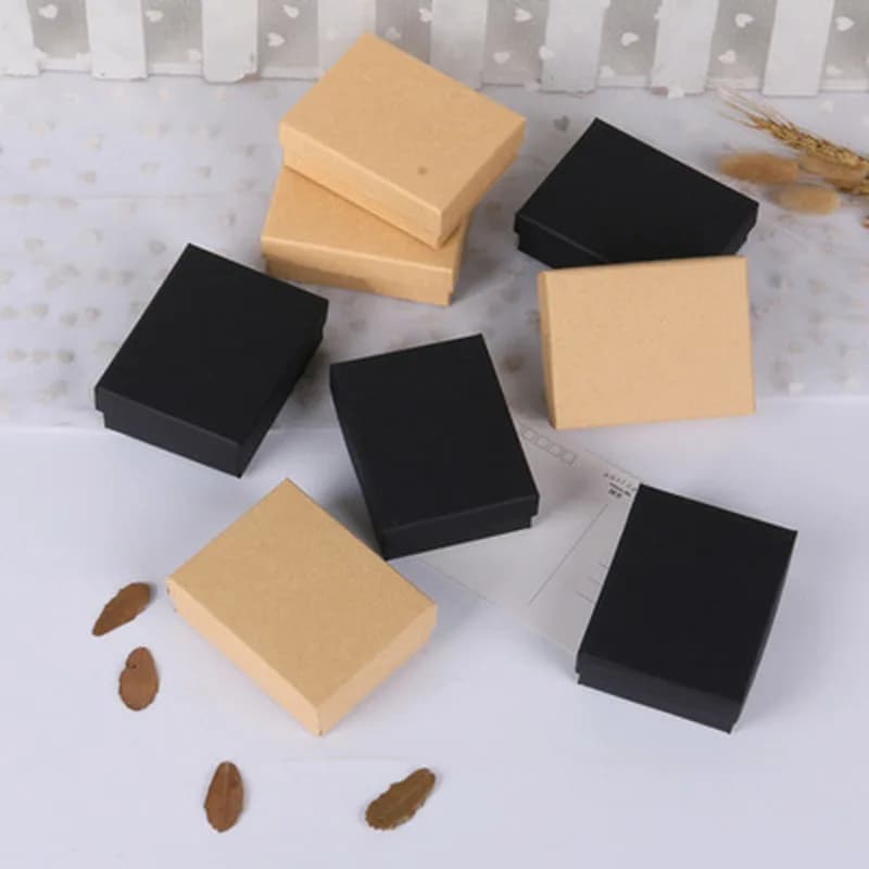 24 Pezzi/Lotto Scatola in Carta Kraft 7cmx9cm, Confezione Regalo in Cartone per Collane, Anelli, Saponi, Ciondoli, Personalizzabile