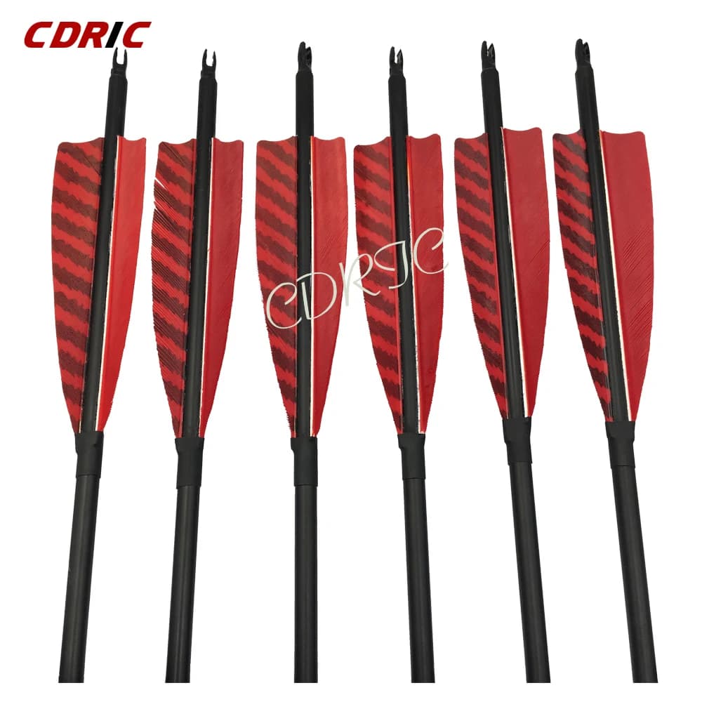 6/12 Pezzi Frecce in Carbonio 26/28/30/32 Pollici Spine 600 OD 7.8mm con Punta Sostituibile per Arco Compound/Arco Ricurvo Caccia Tiro con l'Arco