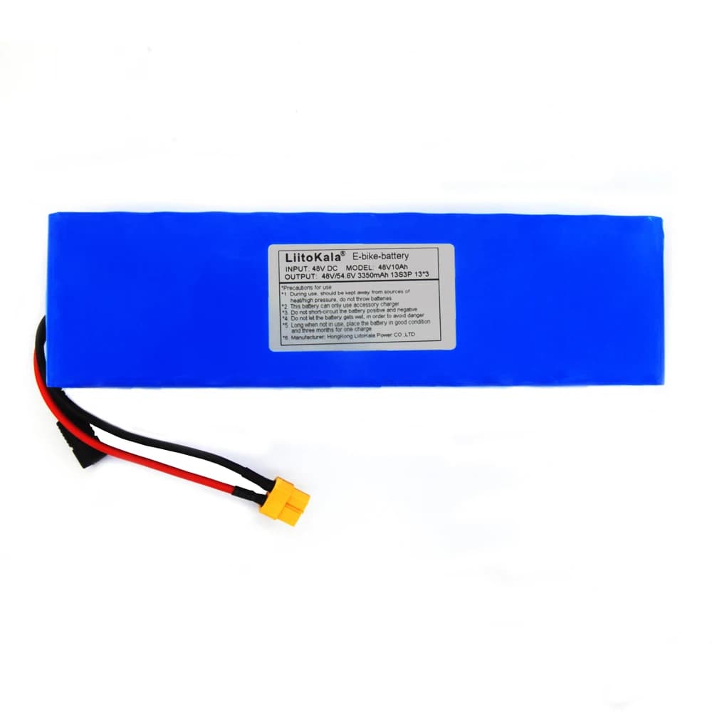 LiitoKala 48V 10ah 48V battery Lithium Battery Pack 2000W electric bicycle battery Built in 50A BMS XT60 Plug+54.6V 2A charger
