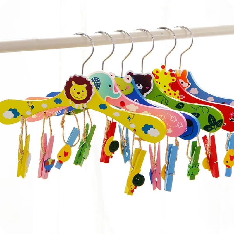 50 pz 28 cm grucce per bambini per vestiti animali in legno cartone animato bambini bambini antiscivolo appendiabiti armadio organizzatore di indumenti