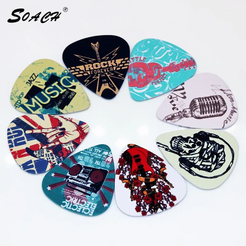 SOACH 10 pz/lotto 0.71mm di spessore cinghia per chitarra parti di chitarra Singing Rock gesti elementi musicali modello misto plettri per chitarra