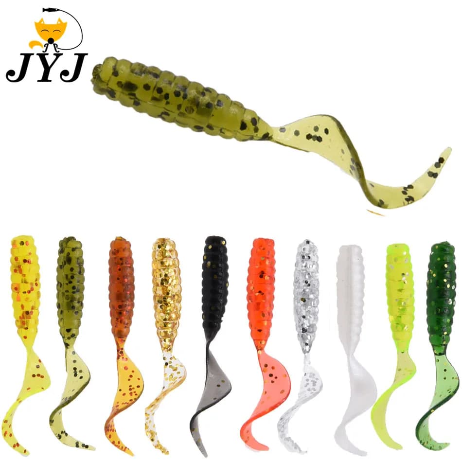 20 o 30 pezzi di silice morbida grub wrom esca esca per attrezzatura da pesca 4 cm larve verme esche richiamo esche morbide con coda circolare