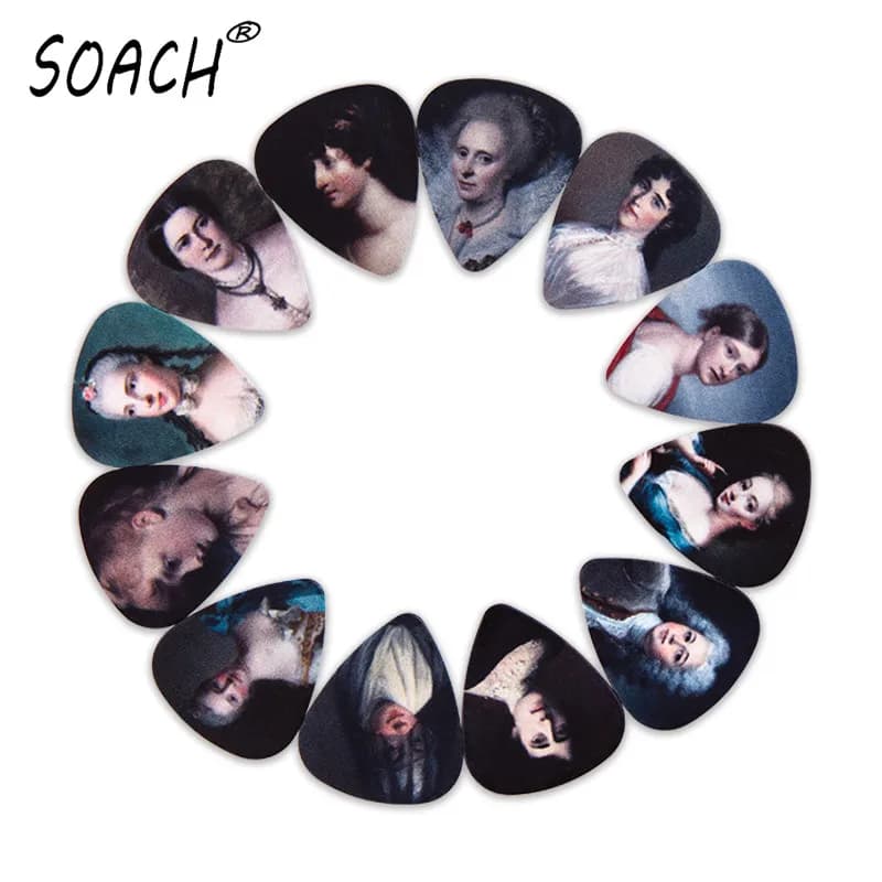 SOACH 10 pz/lotto 0.46/0.71/1.0mm Plettri Per Chitarra Acustica Accessori Per Strumenti Guitarra/guitarra basso paddle/ukulele pick Parti