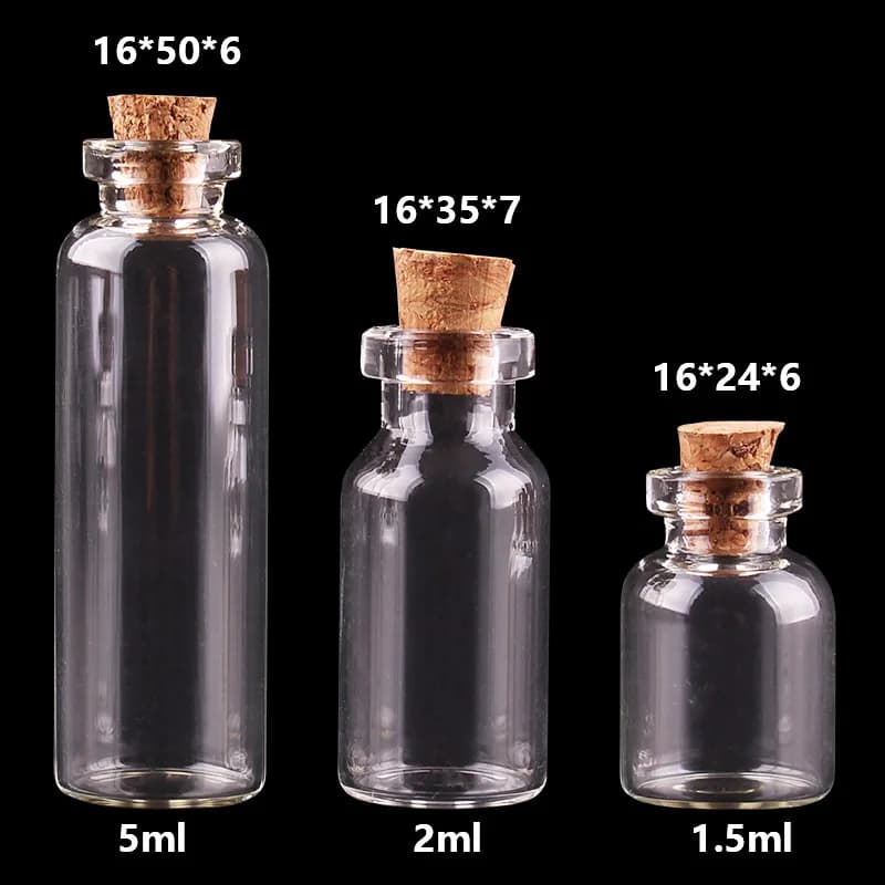 Diametro: 16mm 1.5ml 2ml 5ml Mini bottiglie di vetro carine con tappo di sughero bottiglie vuote per spezie bottiglie vasetti fiale