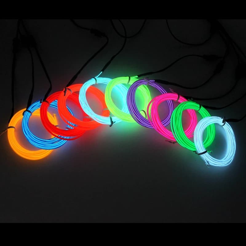 1/2/3/5/10M EL Wire fai da te flessibile Neon Light Glow Rope Tape Cable LED String Light per la decorazione di auto da ballo per feste