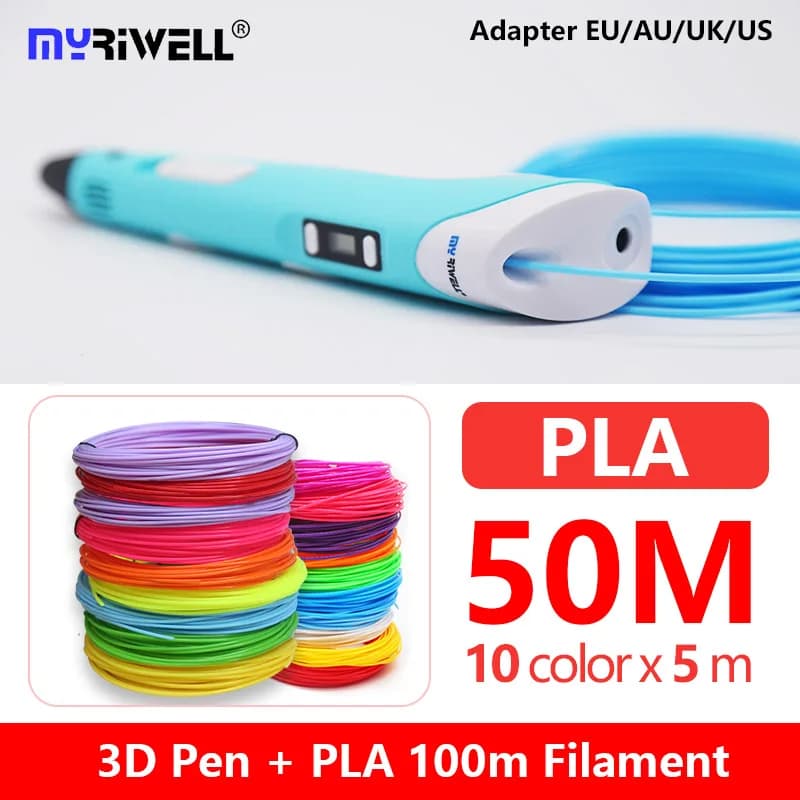 Myriwell rp100b 1.75mm PLA 3D Pen LED/LCD Screen 3D Pen 3D Pen 3D PLA100M Filament Gift For Kids Handle 3D Birthday Gift