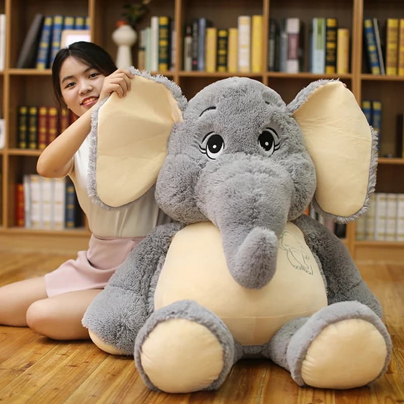 Peluche gigante Giocattoli di elefante Farcito grigio Grandi orecchie flappy Elefante di peluche lungo Giocattoli animali per il regalo di Natale
