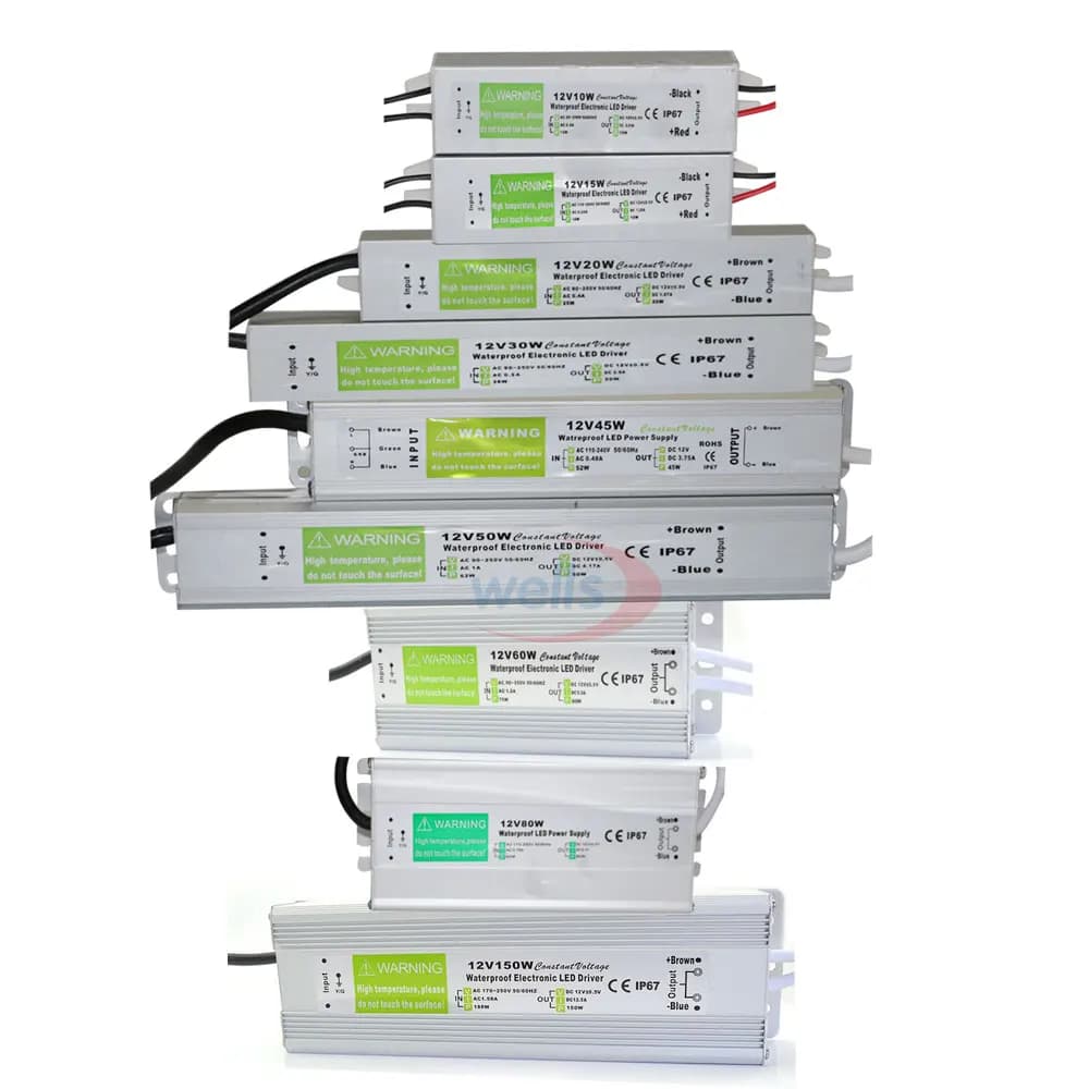 Impermeabile IP67 HA CONDOTTO il Driver Ac dc 12V/24V 10W 15W 20W 25W 30W 36W 45W 50W 60W 80W 100W 120W 150W di Potenza di Alimentazione per luce di striscia del LED