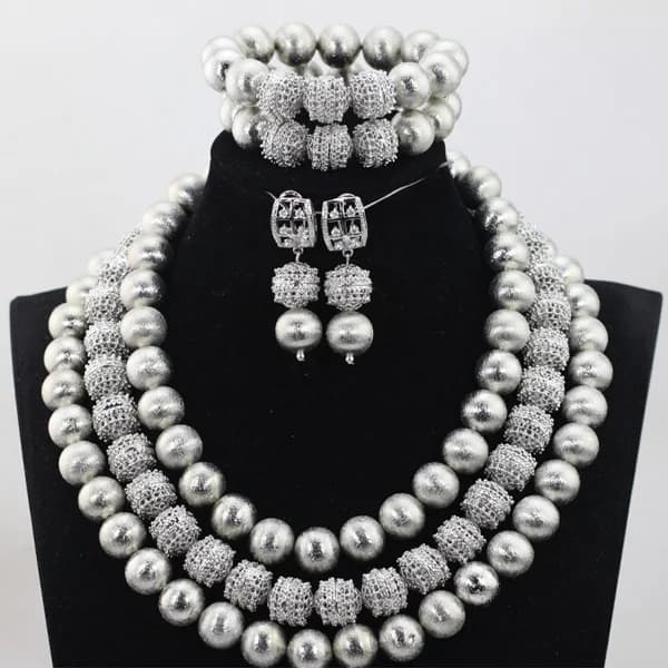Collana di moda Set di gioielli con perline africane Set di bigiotteria ispirata al matrimonio nigeriano ABH291