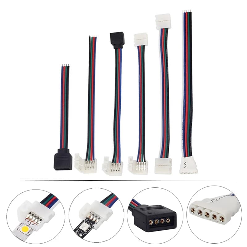 Connettore a striscia LED a 5pin a 4pin per RGB RGBW RGBWW colore 5050 cavo di prolunga per collegamento a striscia LED