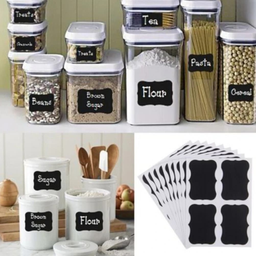 9/36Pcs lavagna lavagna adesivi lavagna mestiere cucina barattolo organizzatore etichette bottiglia nera adesivi Stiky fai da te