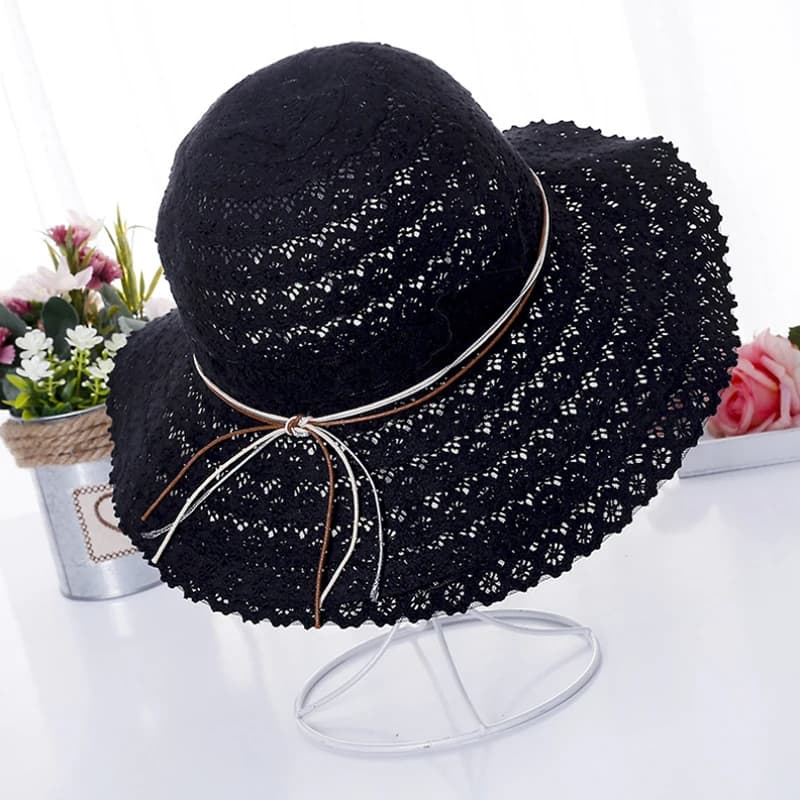 Summer fashion Foldable Bucket cap Cotton Beach bow sun hats for Women Fashion Women Beach Sun Hat Foldable Brimmed Straw Hat