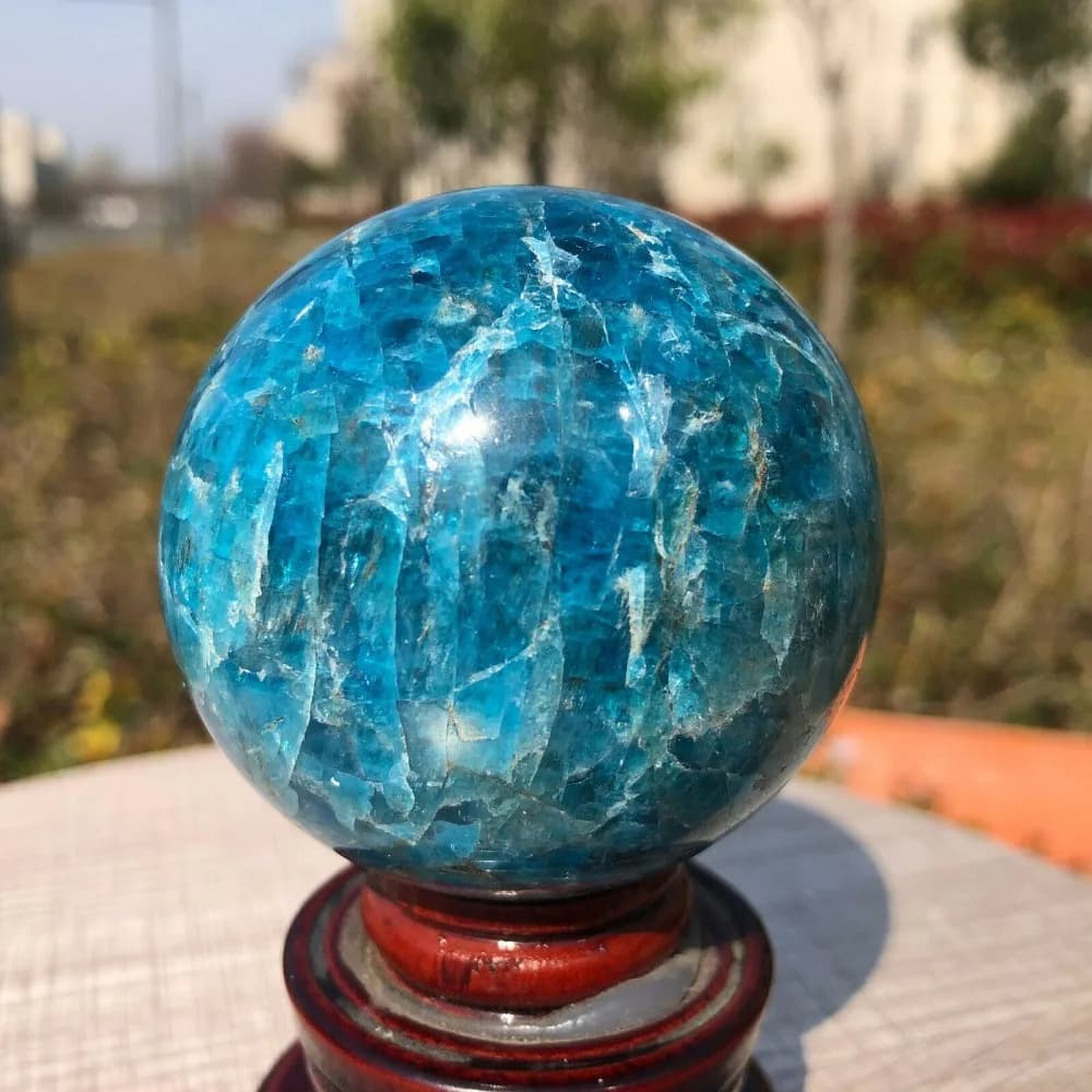 45-65mm guarigione minerale di cristallo di quarzo con sfera di Apatite blu naturale