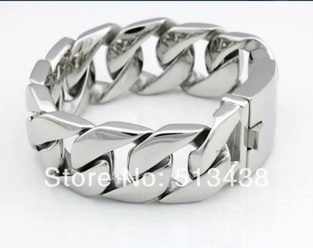Bracciale a maglie cubane grandi per gioielli da uomo in acciaio inossidabile 26mm 8.5 pollici