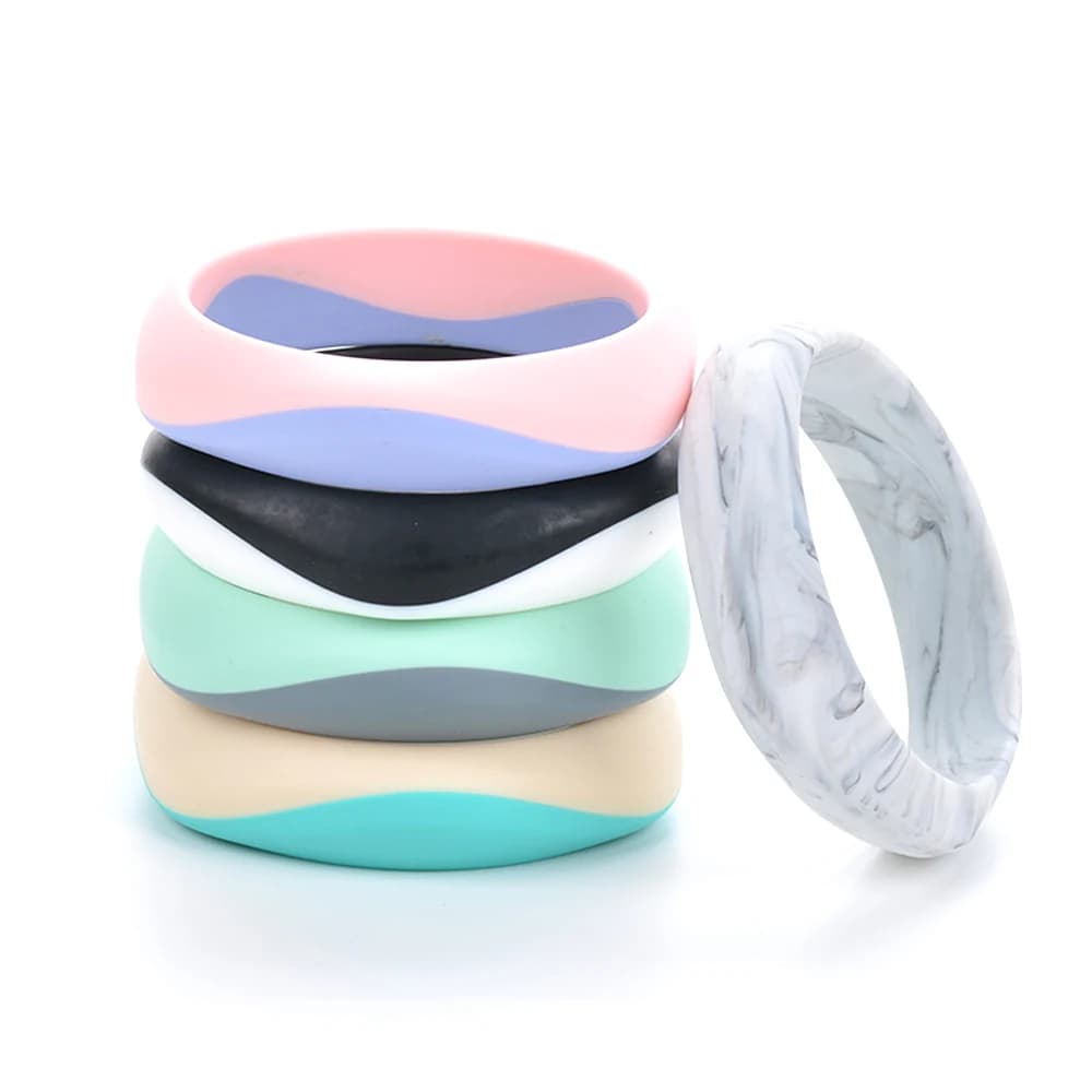 Nuovo arrivo dentizione braccialetto bambino Silicone braccialetto massaggiagengive 1 pz masticare gioielli per mamma formato adulto doppi colori perline in Silicone