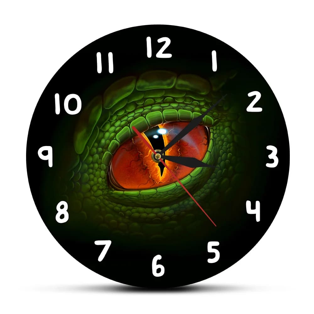 Verde Dino Dragon Eye Fantasy Gotico Orologio Da Parete Monster Bulbo Oculare Rettile Dinosauro Occhio Moderno Orologio Da Parete Orologio Complementi Arredo Casa Artigianato