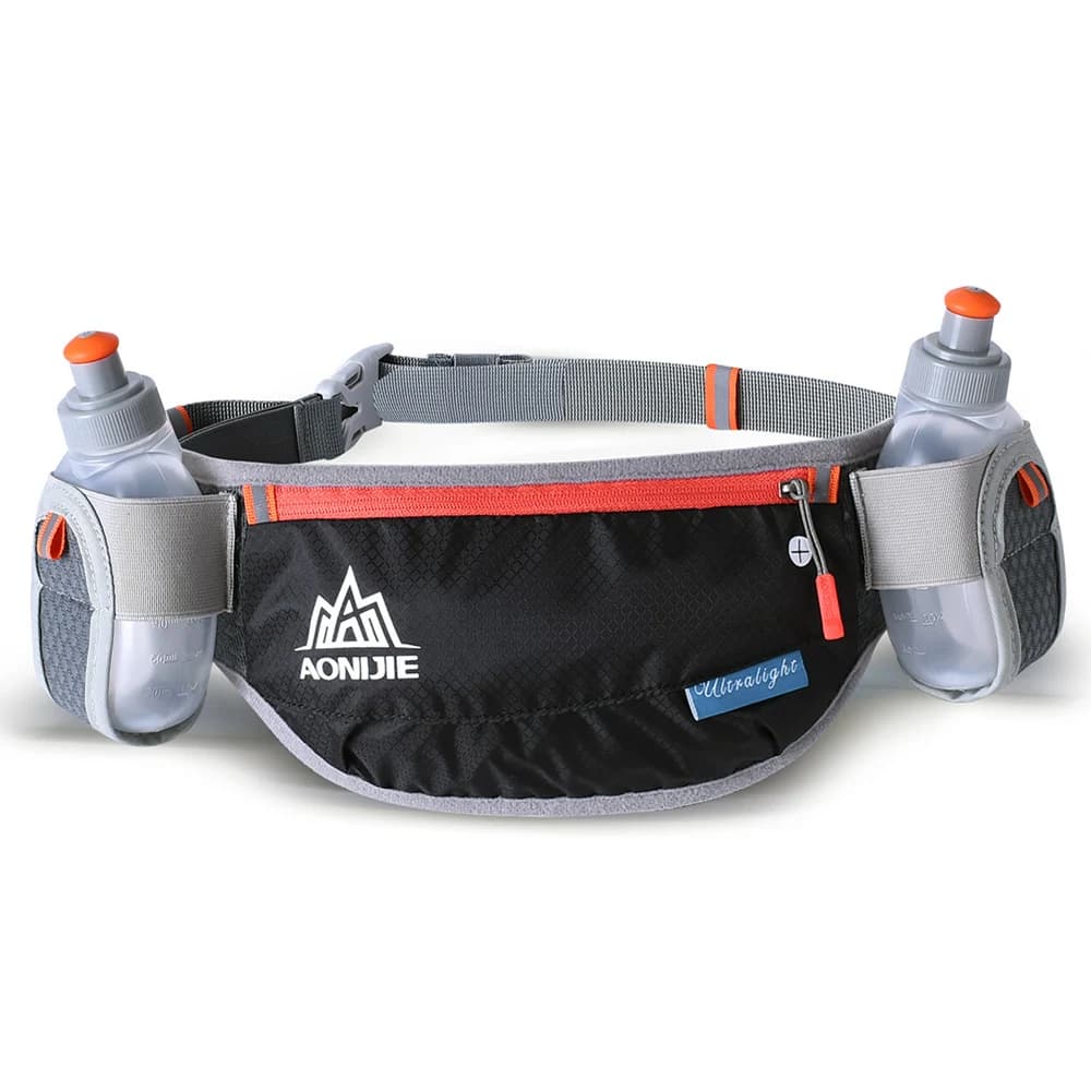AONIJIE Race Moisturizing Waist Bag with Two Water Bottle Bag 170 ml Waterproof jogging belt bottle cell phone holder