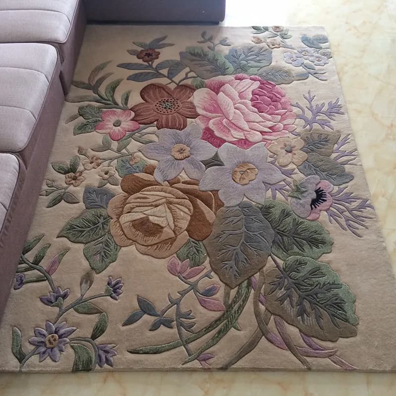 Tappeto floreale tradizionale cinese per soggiorno Tappeti in lana 100% per divano camera da letto Tavolino Tappetino Villa Studio Tappeto