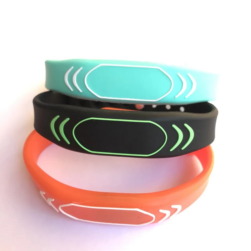 Bracciale rfid in silicone NFC nero 2 pezzi 13,56 MHZ ISO14443A 1K