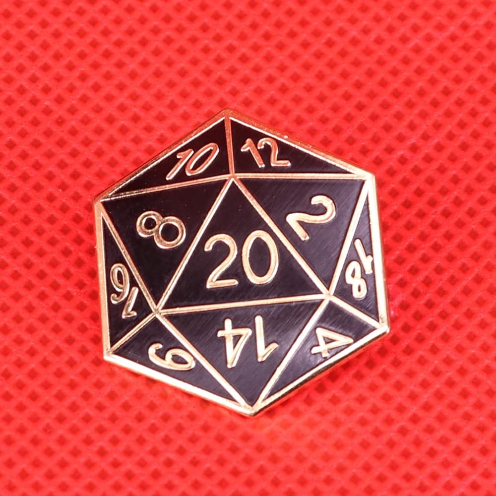 Twenty-sided Die enamel pin D20 RPG gamer brooch polyhedral geeky nerdy gift cute pins dice jewelry shirts backpack badge access