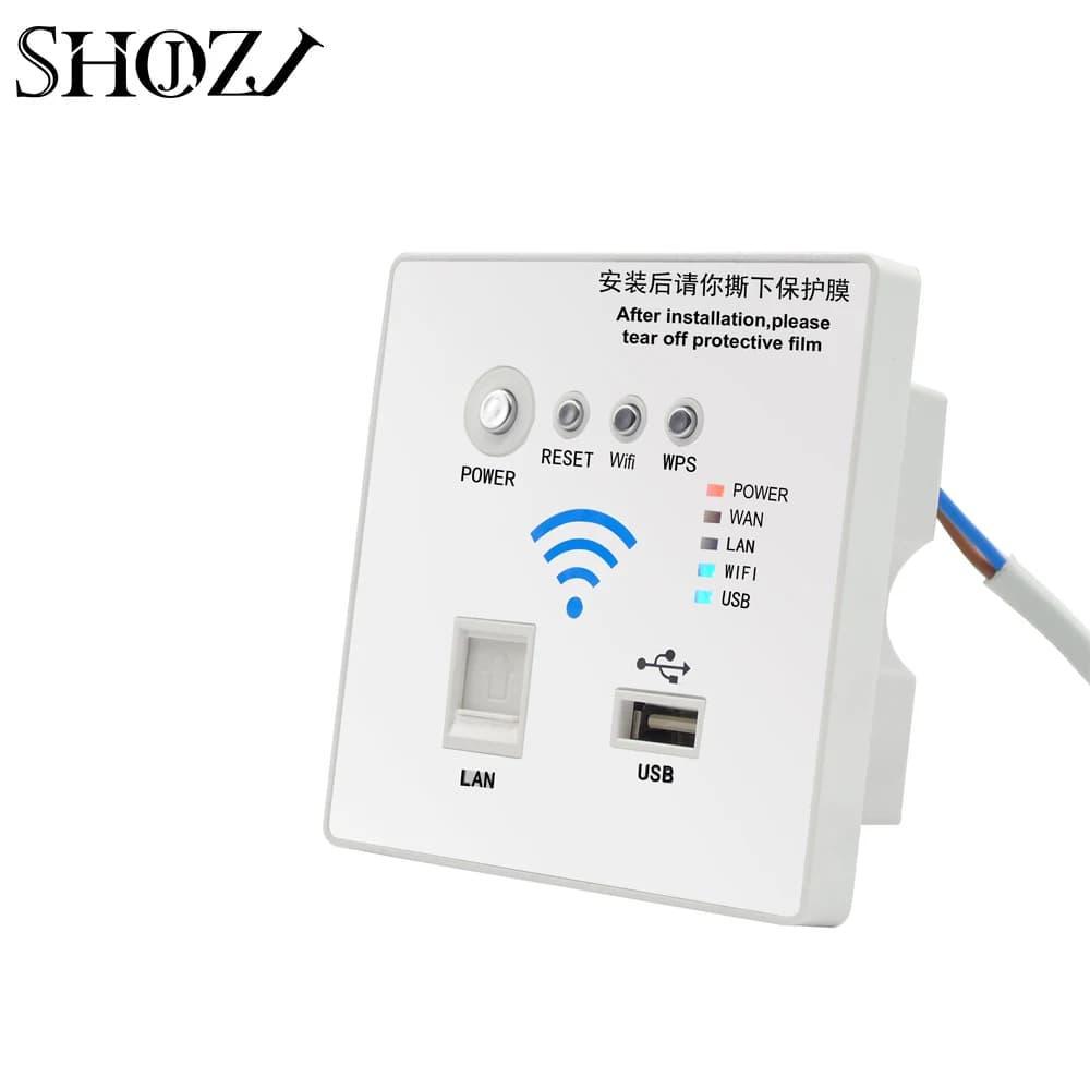 CASA INTELLIGENTE 300M Muro Incorporato AP Wireless Router WIFI Pannello Presa A Muro WiFi Ripetitore USB LAN 3G SHOJZJ