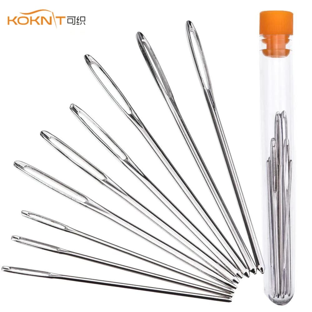 9pcs Grande Occhio Aghi In Acciaio Inox Lana Cucito Ricamo Arazzo 5.2-7 centimetri Croce Rammendo Stitchery Aghi FAI DA TE artigianato Strumenti