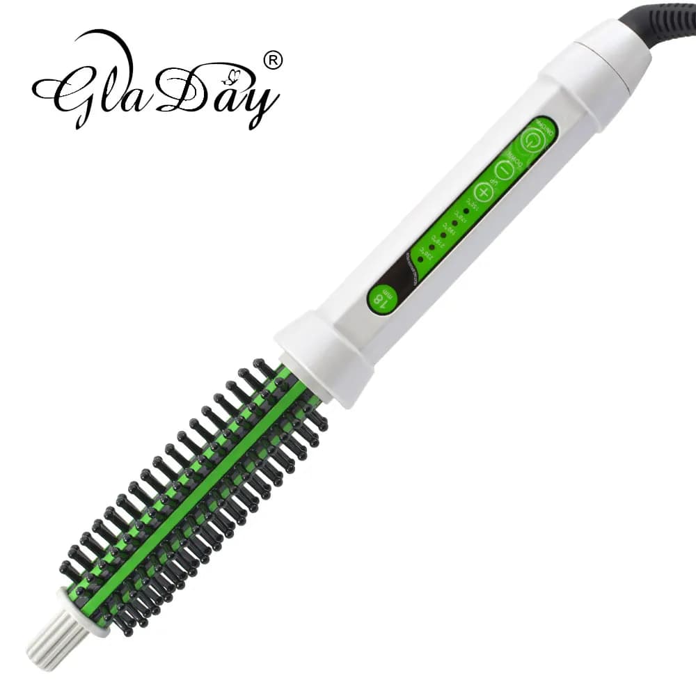 Ceramic Bigodini Brush Electric Hair Brush LED Curling Soft Brush Bigodini Hair styling tools