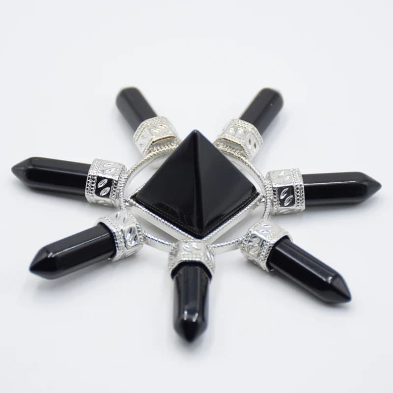 Nuove donne uomini Chakra 7 punti direzione Reiki pietra piramide onice nero generatore di energia guarigione meditazione pendolo spirituale