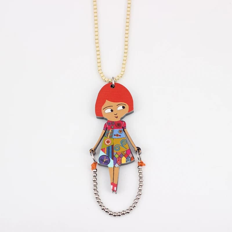 Bonsny Acrylic Cute Rope For Jumping Girls Chain Long Charms Dance Necklace Fashion Jewelry Brand For Women Gifts Accessories