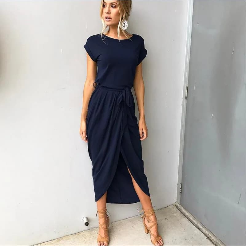 2023 Summer Beach Maxi Dress Women Floral Solid camicia a maniche corte Dress Casual Sexy Bandage Dress Robe Femme Vestidos Plus Size