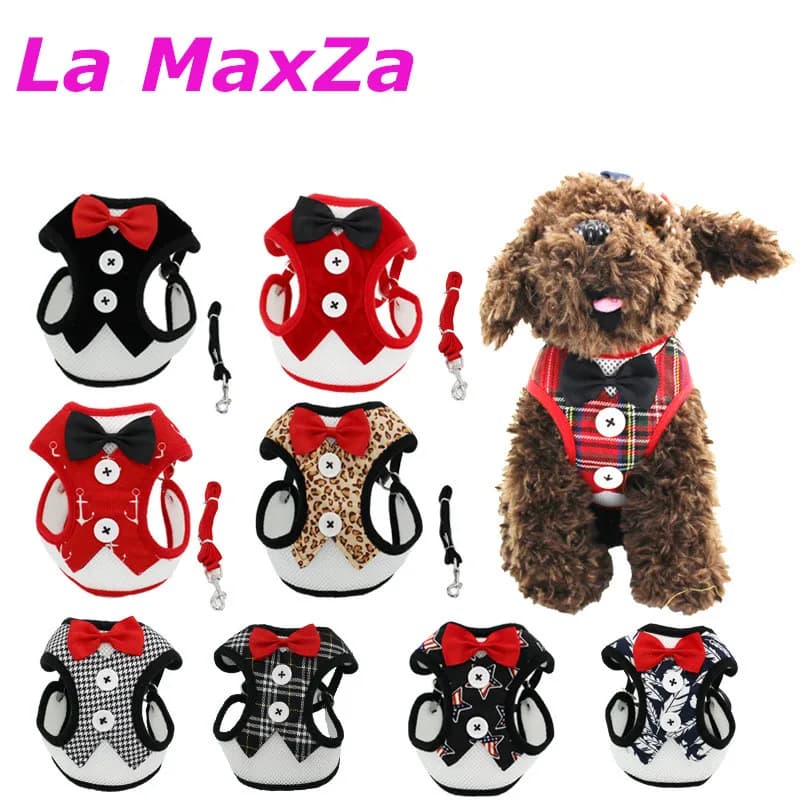 Guinzagli per cani set di imbracature traspirante in Nylon resistente estate gatto Chihuahua abito da passeggio all'aperto collare porta prodotti per animali domestici reazione